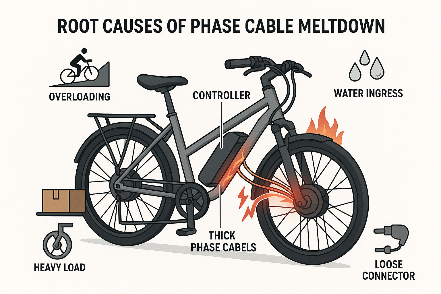 Why E-Bike Controller Phase Cables Melt and How to Fix It