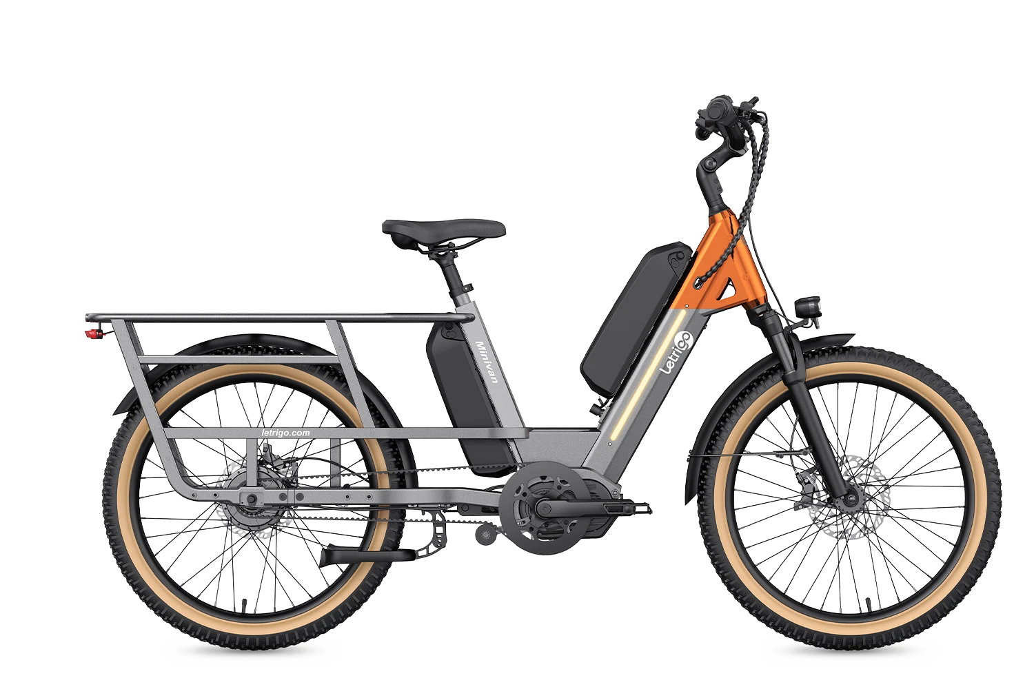 Gray Minivan long-tail electric bike, can seat two people