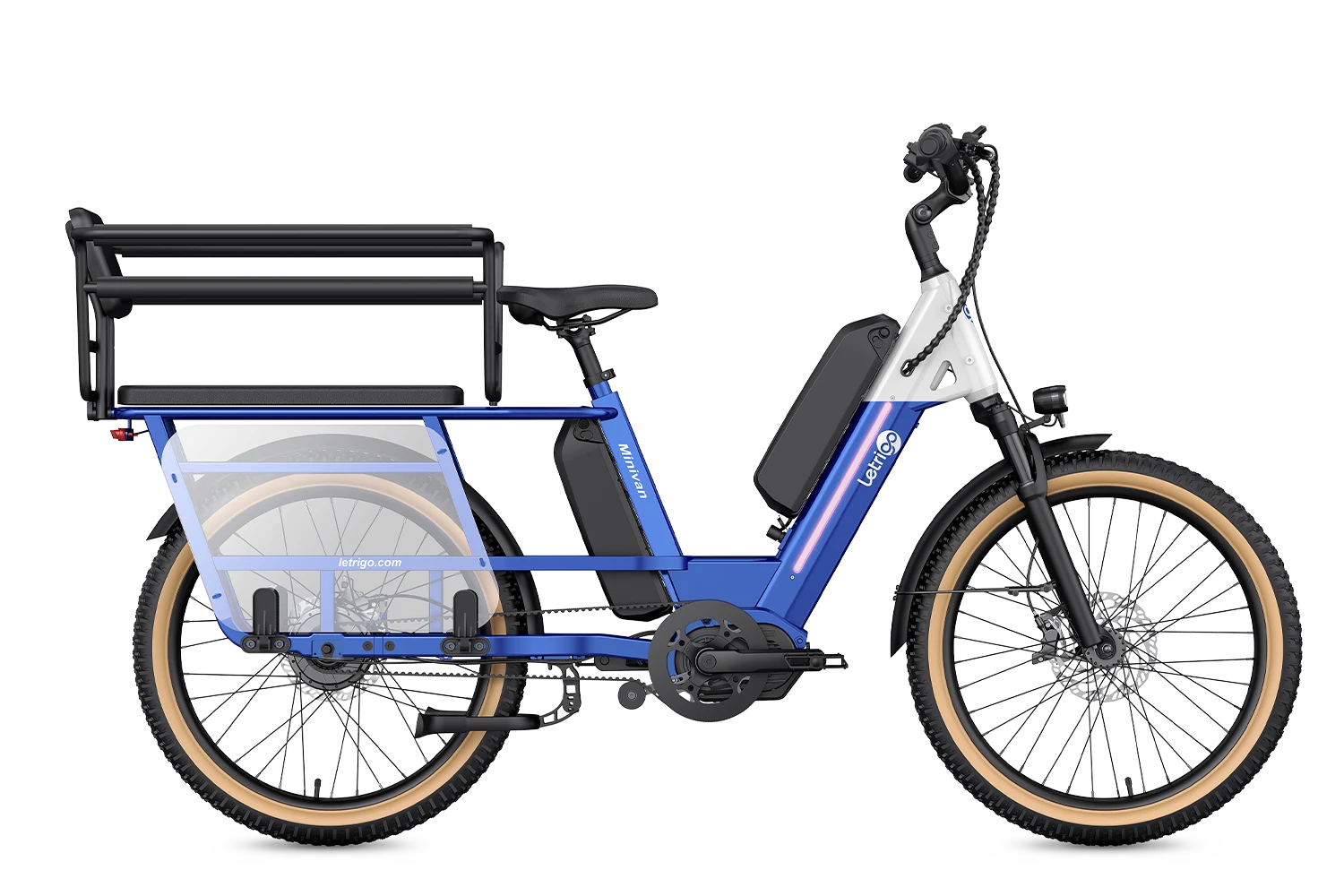 Dual battery Letrigo Minivan with baffle, with child seat for two children