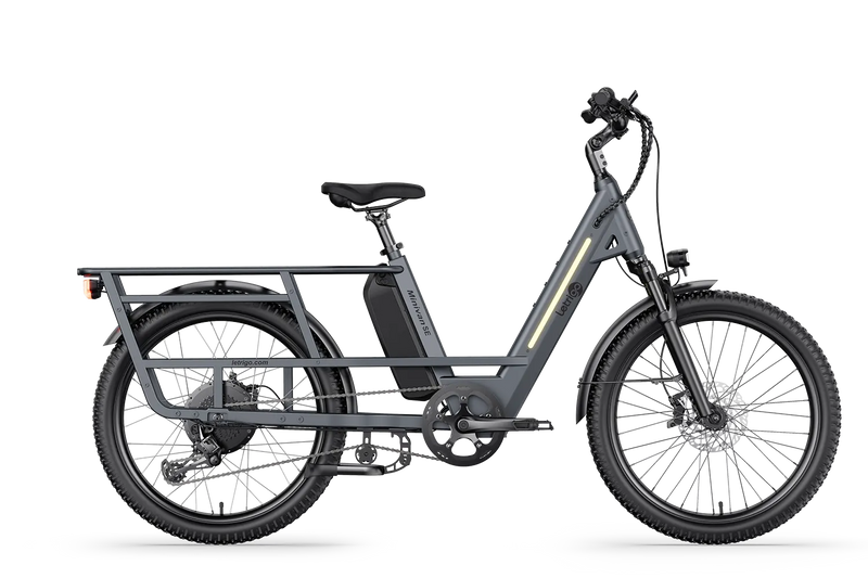 Gray Minivan SE long-tail cargo electric bike